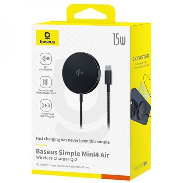 Бездротовий ЗП Baseus Simple Mini4 Air Magnetic Qi2 15W (P10278200111-00) black 402626 фото