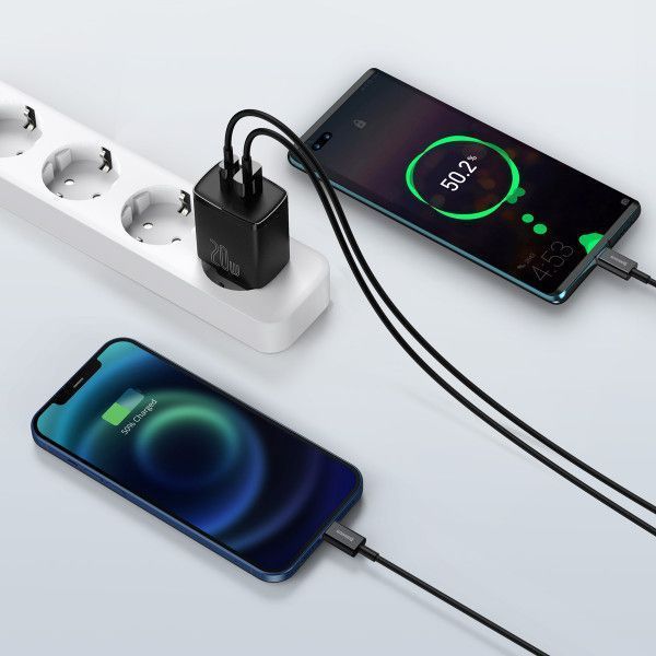 Зарядний Пристрій Baseus 1USB + Type-C Compact Quick Charger 20W (CCXJ-B01) Black 214779 фото