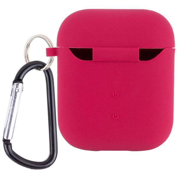Силіконовий футляр з мікрофіброю для навушників Airpods 1/2 Червоний / Rose Red 201999 фото