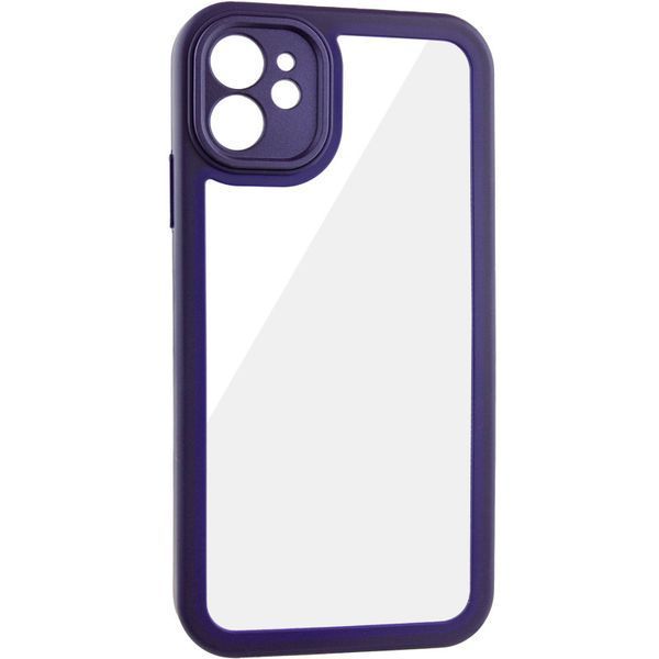 TPU чехол Transparent + Colour 1,5mm для Apple iPhone 12 (6.1") Purple 289347 фото