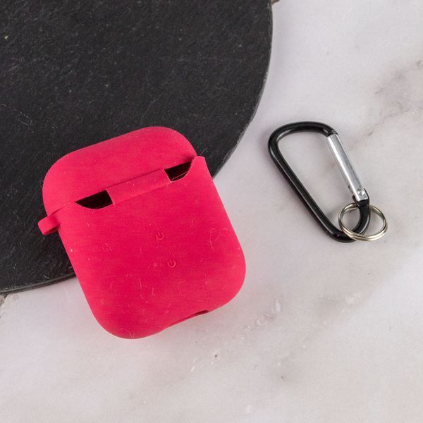 Силіконовий футляр з мікрофіброю для навушників Airpods 1/2 Червоний / Rose Red 201999 фото