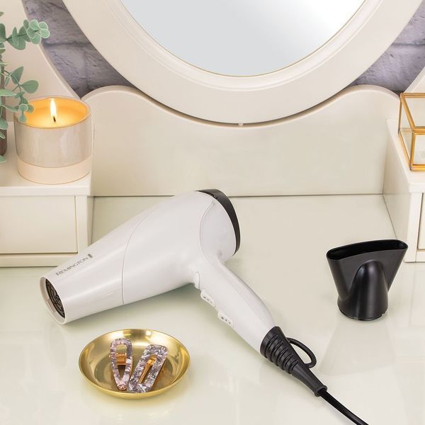 Фен Remington Ionic Dry, 2200Вт, 3 режими,турмалінова іоніз-я, хол. обдув, білий (D3194) 369308 фото