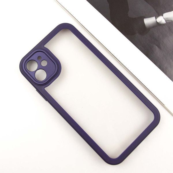 TPU чехол Transparent + Colour 1,5mm для Apple iPhone 12 (6.1") Purple 289347 фото