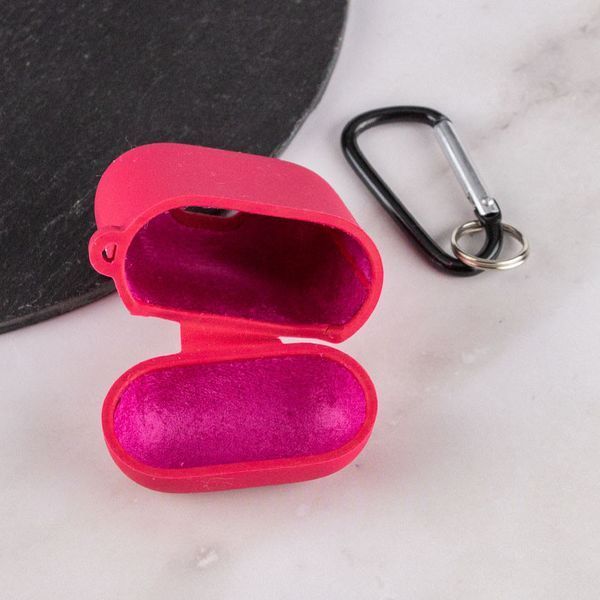 Силіконовий футляр з мікрофіброю для навушників Airpods 1/2 Червоний / Rose Red 201999 фото
