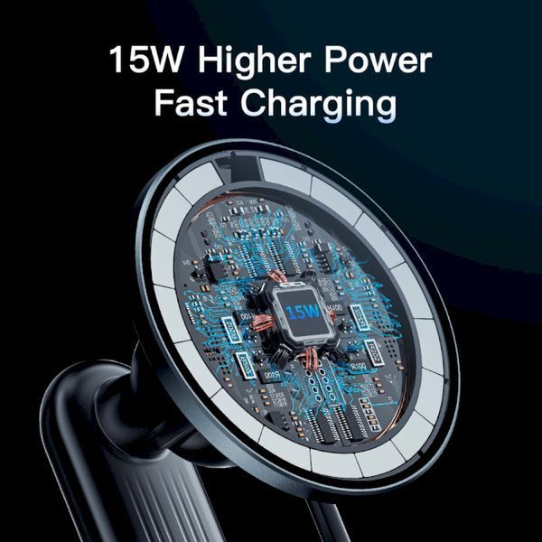 Автомобільний тримач ESSAGER Arpege 15W Magnetic Wirless Car Charger with Phone Holder Function (Rotate Version) (EZJCX-GY01B-Z) Black 315533 фото