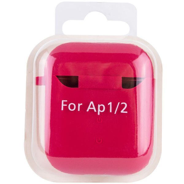 Силіконовий футляр з мікрофіброю для навушників Airpods 1/2 Червоний / Rose Red 201999 фото