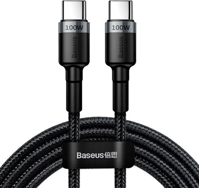 Кабель Baseus Cafule Type-C To Type-C (100W, 5A, 2m) CATKLF-ALG1 Black-Grey 265959 фото