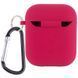 Силіконовий футляр з мікрофіброю для навушників Airpods 1/2 Червоний / Rose Red 201999 фото 2