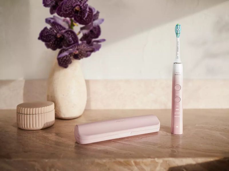 Щітка зубна електр. Philips, Sonicare DiamondClean Prestige 9900, 62т. колив/хв, насадок-1, SenseIQ, зарядний чохол, рожевий (HX9911/84) 369792 фото
