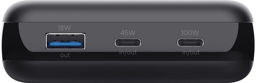 Акумулятор портативний літій-іонний power bank Trust Laro, 20000 мА&middot;год, USB-A/2хUSB-C, 100w, чорний 364126 фото