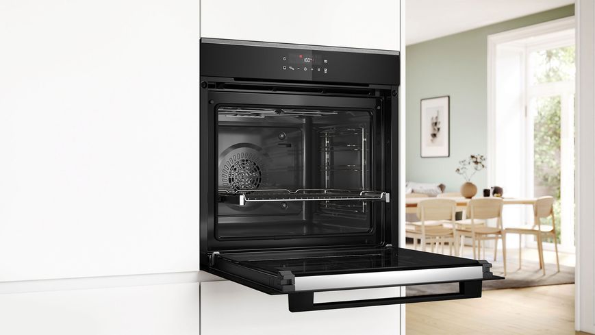 Духова шафа Bosch електрична, 71л, A+, дисплей, конвекція, піроліз, телескопічні направляючі, чорний (HBG272EB3) 370435 фото