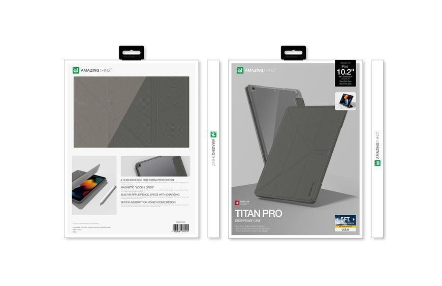 Чохол-книжка iPad 7/8,10.2 (2019 / 2020 / 2021) AmazingThing Titan Pro Folio Case (IPAD102TITDG) Dark Grey 341319 фото