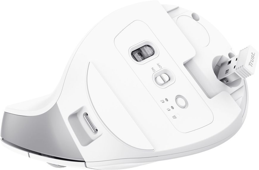 Миша Trust Bayo+ Multidevice Ergonomic, BT/WL/USB-A, біла 392732 фото