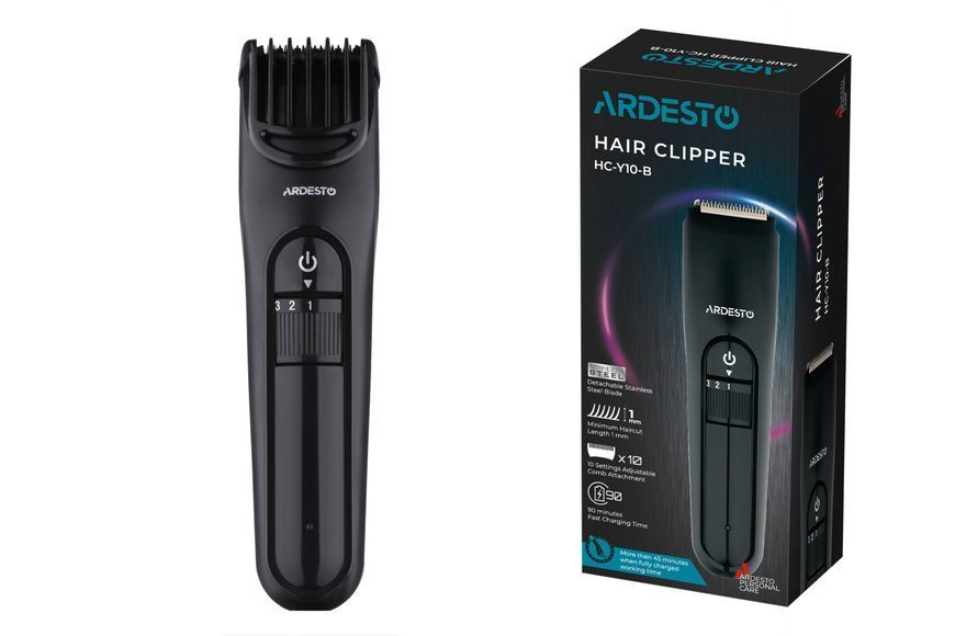 Машинка для стрижки Ardesto HC-Y10-B, мережа+акум., насадок-1, сталь, чорний 370914 фото