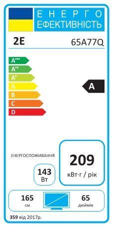 Телевізор 65" 2E QLED 4K 60Hz Smart Google TV Black (2E-65A77Q) 362639 фото