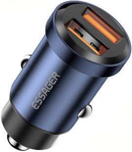 Автомобільний Зарядний пристрій ESSAGER Gyroscope Mini Charger USB-A + USB-A 30W (ECC2A-TL03) Blue 323685 фото