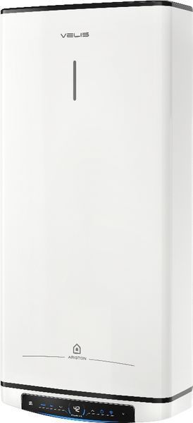 Водонагрівач електр. Ariston плаский слім VELIS PRO DRY WIFI 100 EU, 100л, 2*1,5кВт, сух тен, ун. монтаж, електр. кер-ння, B, Італія, Білий 372835 фото