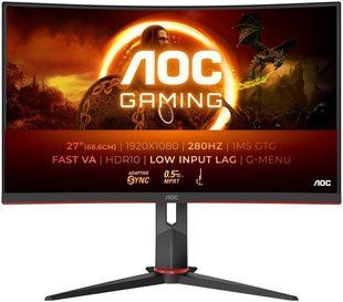 Монітор AOC C27G2Z3/BK FHD VA Curved 280Hz 2*HDMI DP HAS Black/Red 340363 фото