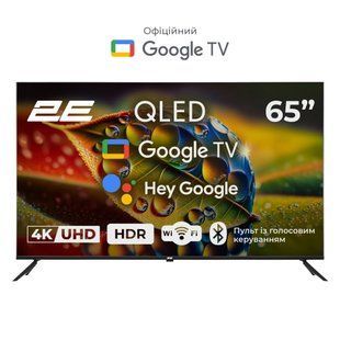 Телевізор 65" 2E QLED 4K 60Hz Smart Google TV Black (2E-65A77Q) 362639 фото