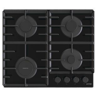 Варильна поверхня Gorenje газова на склі, 60см, чавун, чорний (GT642SYB) 369696 фото
