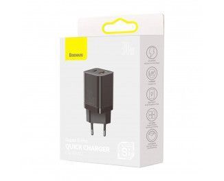 Зарядний Пристрій Baseus Super Si Pro Quick Charger Type-C+USB 30W CCSUPP-E01 Black 241477 фото