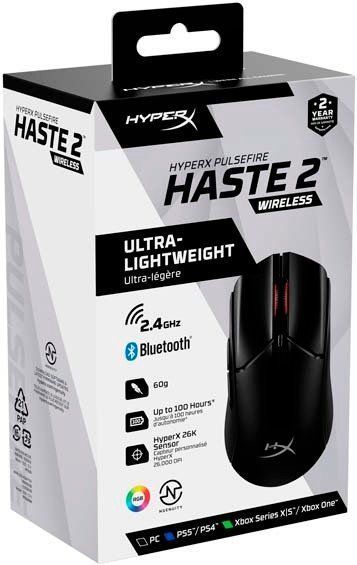 Миша HyperX Pulsefire Haste 2, RGB, USB-A/WL/BT, чорний (6N0B0AA) 363698 фото