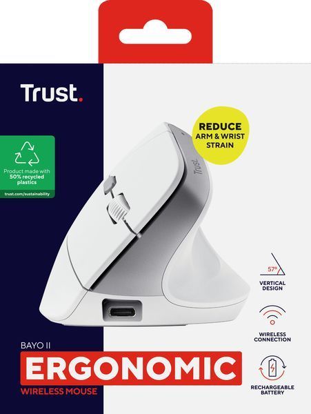 Миша Trust Bayo II Ergonomic, WL, білий 392764 фото