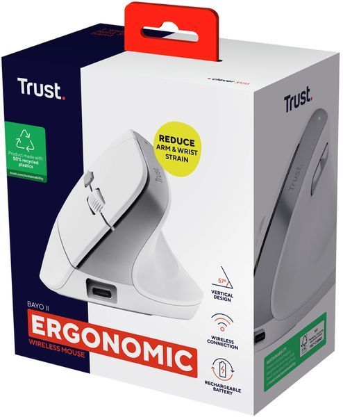 Миша Trust Bayo II Ergonomic, WL, білий 392764 фото