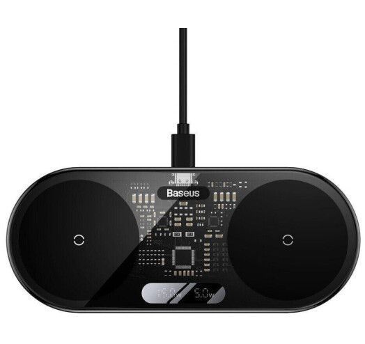 Бездротовий зарядний пристрій Baseus Digital LED Display 2in1 20W (WXSX010101) Black 271565 фото