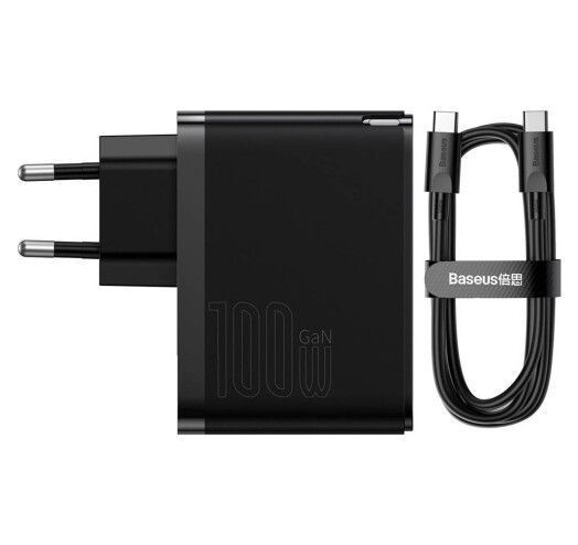 Зарядний Пристрій Baseus GaN5 Pro Fast Charger C+U 100W (Cable Type-C to Type-C 100W(20V/5A) 1m) CCGP090201 Black 268158 фото