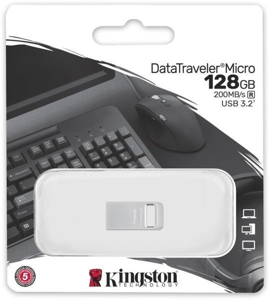 Флеш-пам'ять USB Kingston DT Micro 128GB USB 3.2 (DTMC3G2/128GB) 319792 фото
