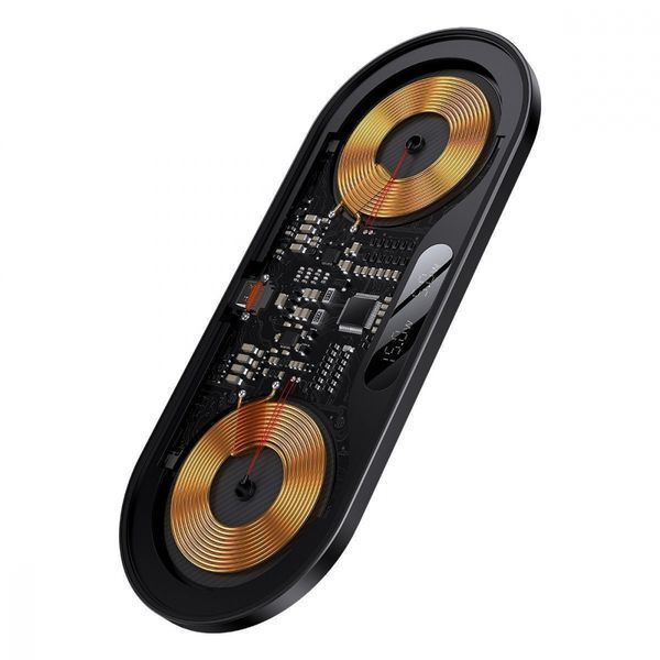 Бездротовий зарядний пристрій Baseus Digital LED Display 2in1 20W (WXSX010101) Black 271565 фото