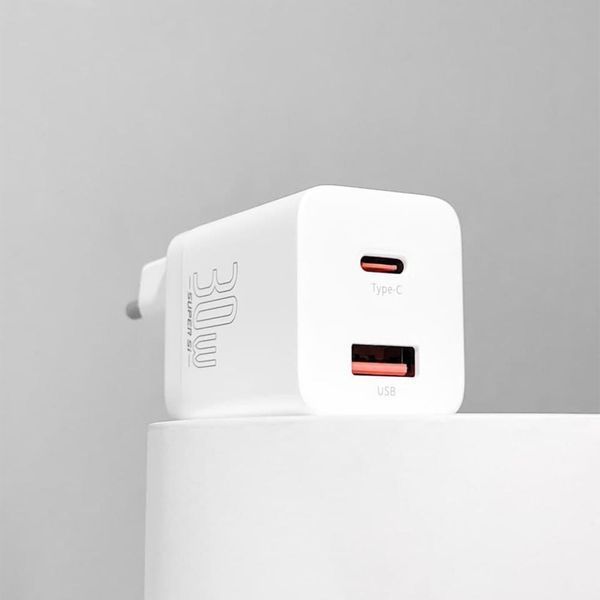 Зарядний Пристрій Baseus Super Si Pro Quick Charger Type-C+USB 30W CCSUPP-E01 Black 241477 фото