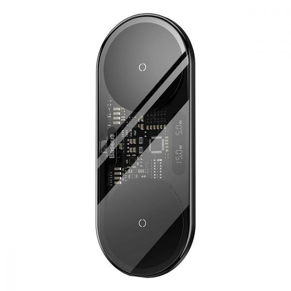 Бездротовий зарядний пристрій Baseus Digital LED Display 2in1 20W (WXSX010101) Black 271565 фото
