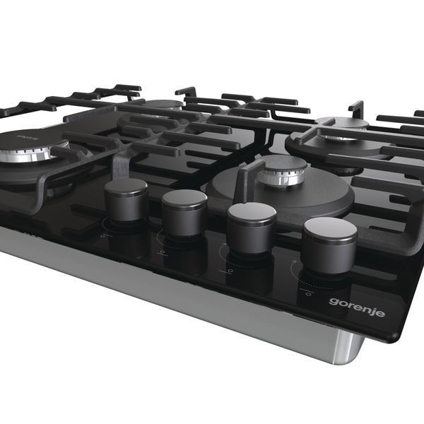 Варильна поверхня Gorenje газова на склі, 60см, чавун, чорний (GT642SYB) 369696 фото