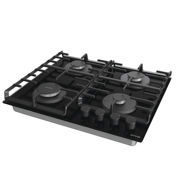 Варильна поверхня Gorenje газова на склі, 60см, чавун, чорний (GT642SYB) 369696 фото