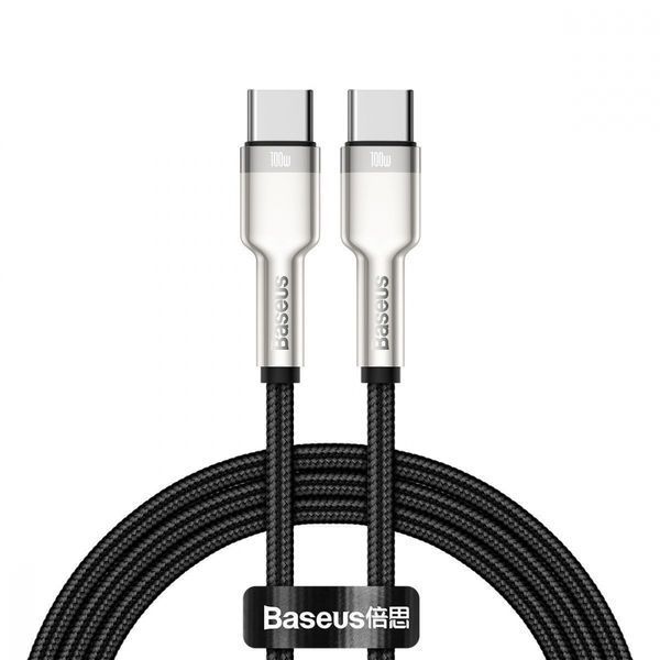 Кабель Baseus Cafule Metal Type-C To Type-C 100W (CATJK-C01) Black 1m 244388 фото