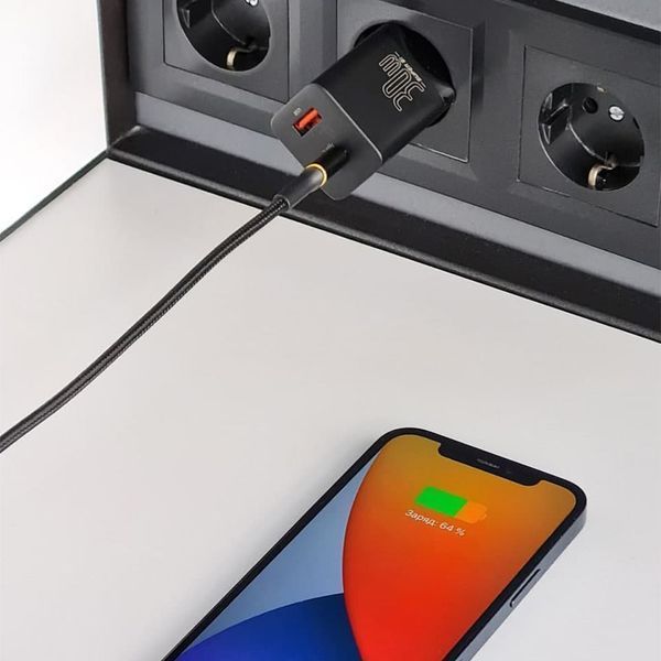 Зарядний Пристрій Baseus Super Si Pro Quick Charger Type-C+USB 30W CCSUPP-E01 Black 241477 фото