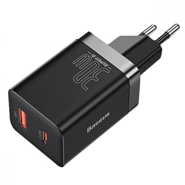 Зарядний Пристрій Baseus Super Si Pro Quick Charger Type-C+USB 30W CCSUPP-E01 Black 241477 фото