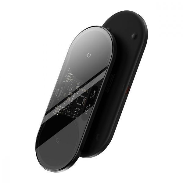 Бездротовий зарядний пристрій Baseus Digital LED Display 2in1 20W (WXSX010101) Black 271565 фото