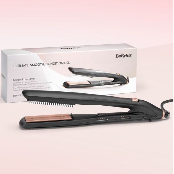 Випрямляч Babyliss Steam Lux Styler, 56Вт, темп.режимов-5, 170-210 &deg;C, термо килимок, кераміка, чорний 389720 фото