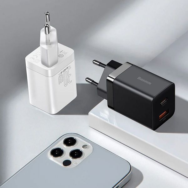 Зарядний Пристрій Baseus Super Si Pro Quick Charger Type-C+USB 30W CCSUPP-E01 Black 241477 фото