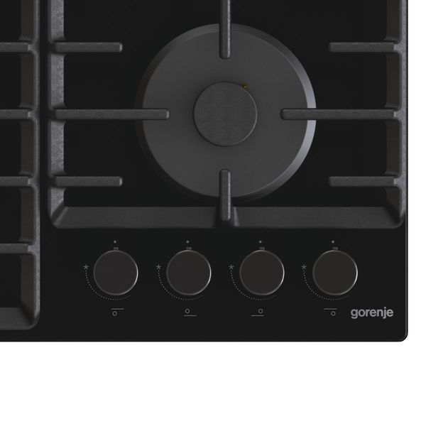 Варильна поверхня Gorenje газова на склі, 60см, чавун, чорний (GT642SYB) 369696 фото