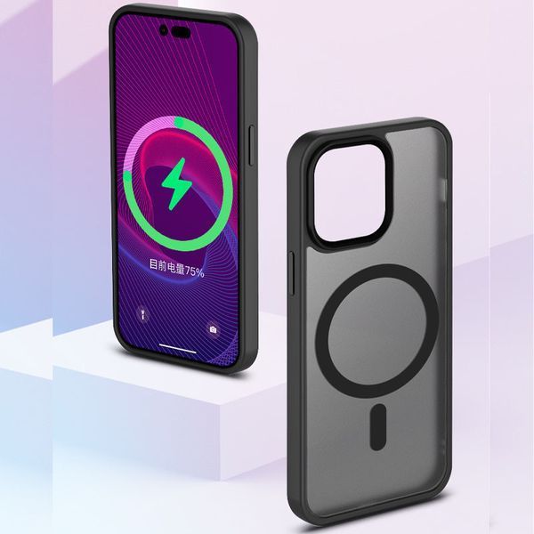TPU+PC чохол Metal Buttons with MagSafe Colorful для Apple iPhone 15 Pro (6.1") Чорний 275252 фото