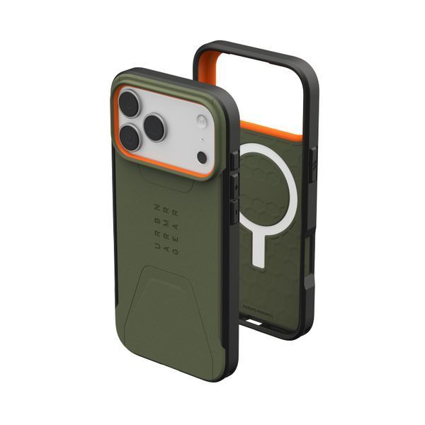 Чохол UAG для iPhone 17 Pro Max, Civilian MagSafe, Olive/Orange (114546119797) 402152 фото
