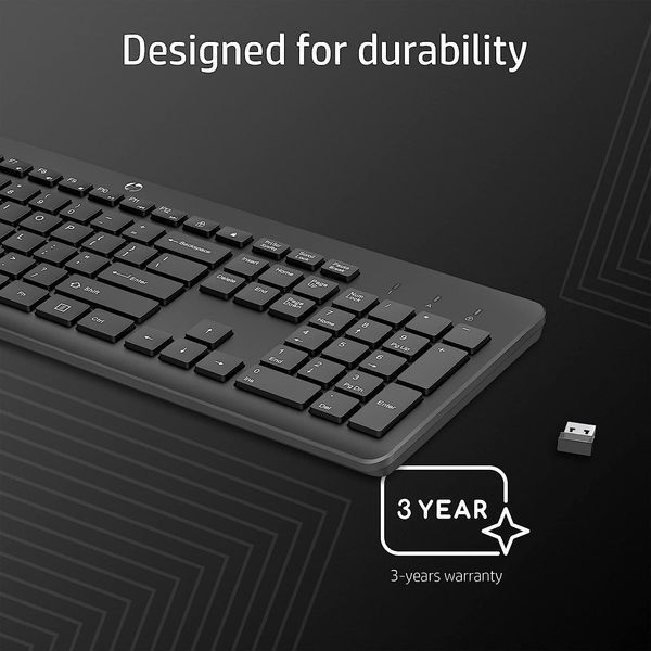 Клавіатура мембранна HP 230, 106key, WL, EN/UK, чорний (3L1E7AA) 365347 фото