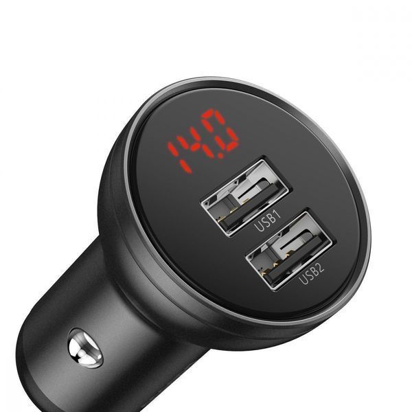 АЗП 2USB Baseus Digital Display (4.8A 24W) (CCBX-0G) Grey 214786 фото