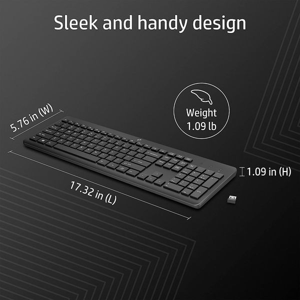 Клавіатура мембранна HP 230, 106key, WL, EN/UK, чорний (3L1E7AA) 365347 фото