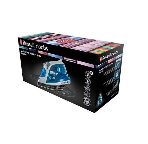 Праска Russell Hobbs Supreme Steam Pro, 2600Вт, 310мл, паровий удар -145гр, постійна пара - 40гр, керам. підошва, синій (23971-56) 373519 фото
