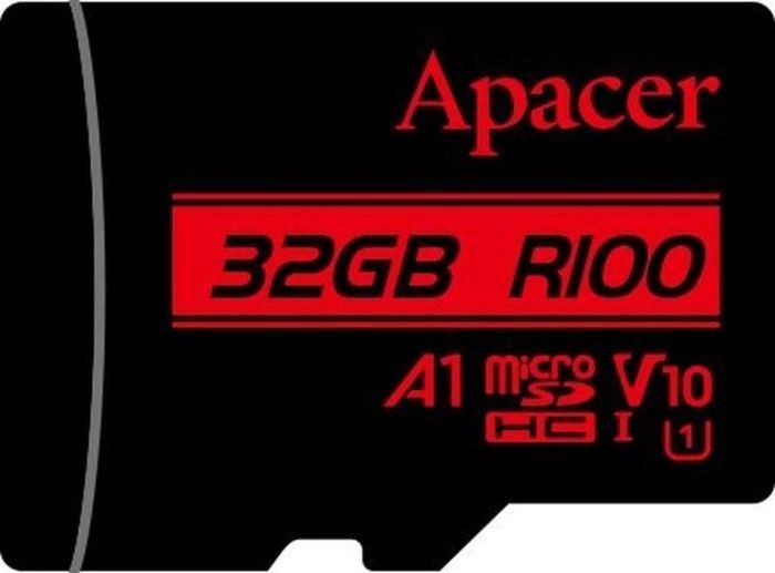 Карта пам'яті Apacer microSDHC UHS-I 32GB R100 V10 A1 + SD adapter (AP32GMCSH10UB-R) 318908 фото